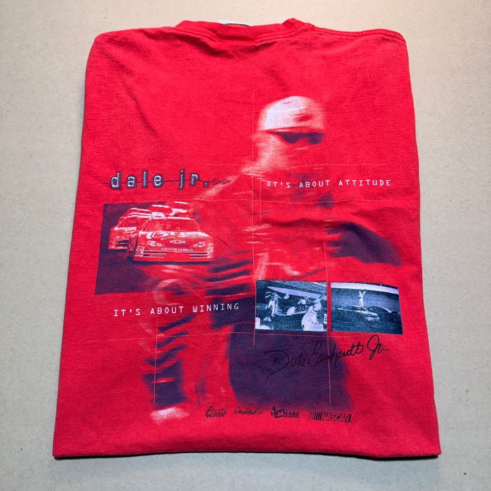 Vintage Chase Authentics Dale Earnhardt Jr T-Shirt Large Red Excellent NASCAR